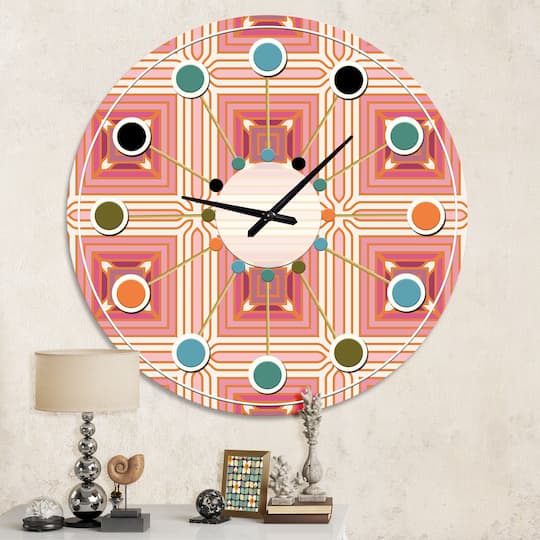 Designart Geometric Retro Design II Mid-Century Modern Wall Clock
